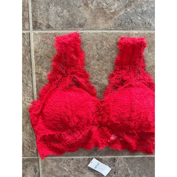 Aerie Eyelash Lace Plunge Bralette Chilly Red Size Small - Picture 7 of 12